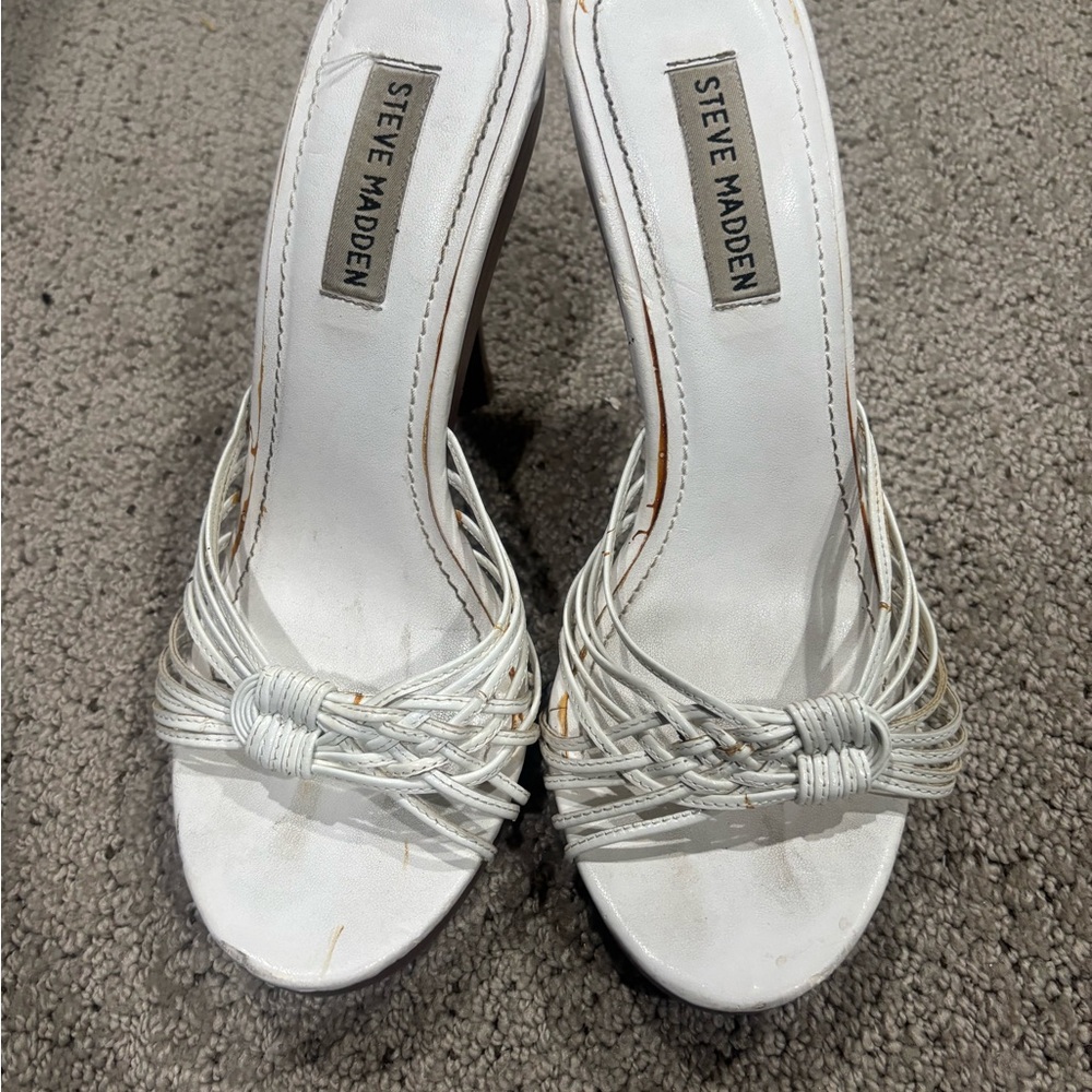 Steve Madden White Strappy Heels